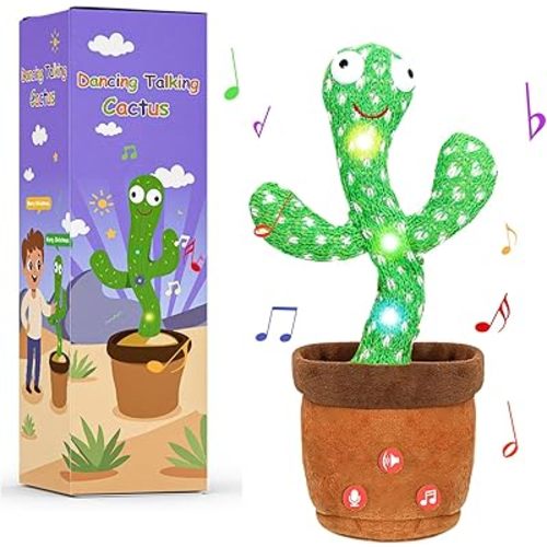 Dancing Talking Cactus Toy for Baby, Toddlers' Singing Cactus Toy Records Repeats What You Say, Singing 120 Songs with Adjustable Volume, Kids Toys Gifts for Christmas Birthday