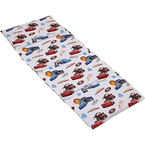 NoJo Disney Cars Radiator Springs White, Blue, and Red Lightning McQueen and Tow-Mater Preschool Nap Pad Sheet