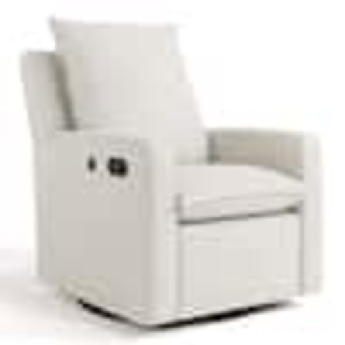 Storkcraft Timeless Ivory Boucle Polyester Upholstered Recliner With USB 06510-11P