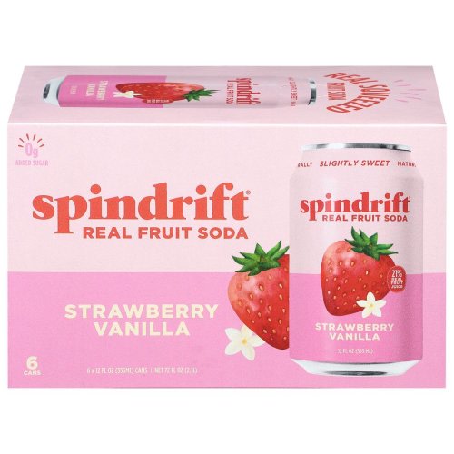 Spindrift Strawberry Vanilla Fruit Soda 6 pk Cans