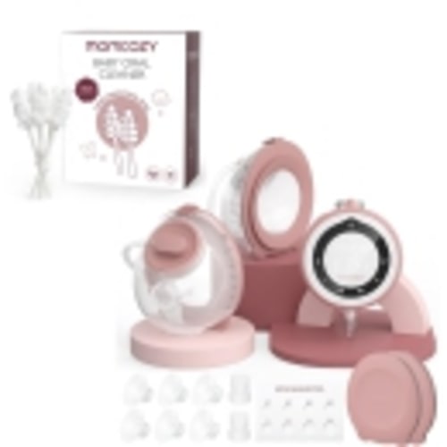 Momcozy Breast Pump V1 Pro Hospital-Grade, Hands-Free Portable Wearable Pump & Momcozy Baby Tongue Cleaner Gauze, Baby Toothbrush Disposable Oral Cleaner 40 Count
