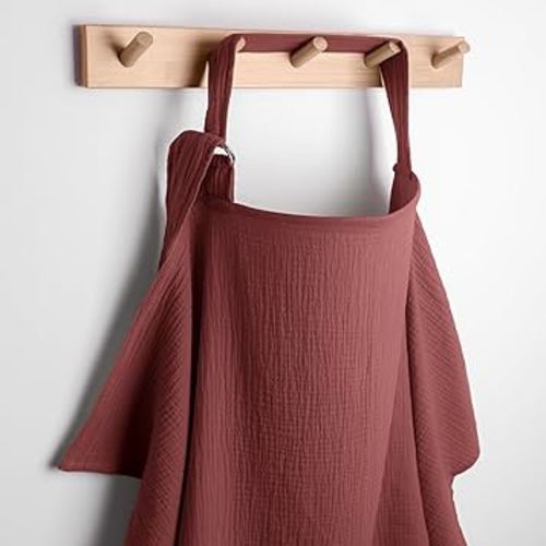 Comfy Cubs Muslin Nursing Cover, Pack of 1, 100% Muslin Breastfeeding Cover - Soft & Breathable Baby Nursing Scarf with Adjustable Neck Strap - Portable, Lightweight & Privacy Coverage - Wine