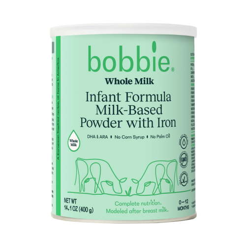 Bobbie Whole Milk Infant Formula for Everyday Feeding, Milk-Based Powder with 1.2mg Iron, Organic Grass-Fed Whole Milk Recipe, 14.1 oz Can