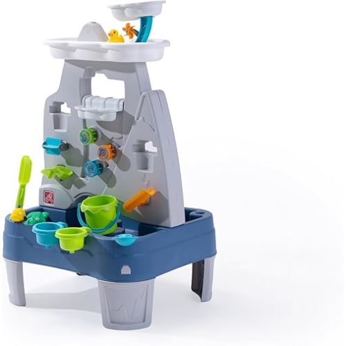 Step2 Misting Mountain & Waterfall Water Table with 21-Piece Accessory Set, Plastic, Ages 18 Months–5 Years, Gray
