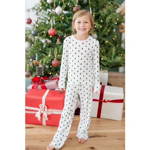 Pointelle Long Sleeve Set in Christmas Trees