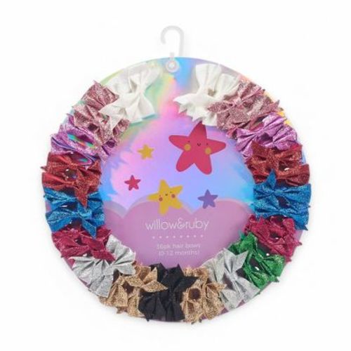 Willow & Ruby Baby Glitter Hair Bows 36-Pack Ribbon Hair Clips for Newborns & Infants (0-12 Months)- Assorted Colors, Non-Slip Alligator Clips, 36pcs