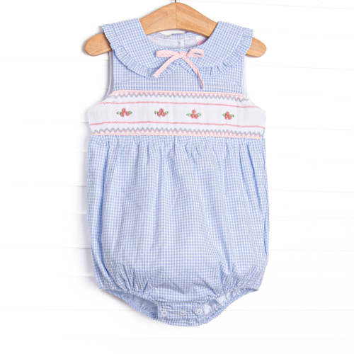 Rosebud Blooms Smocked Bubble, Blue – Stitchy Fish