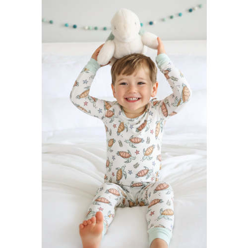 Two Piece Bamboo Pajamas in Turtley Rad | Caden Lane