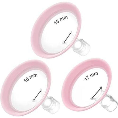 Maymom MyFit Flanges Pano Goldie Pack 15 16 17 mm Compatible with Medela Breast Pumps and Maymom Wide Base and Narrow Base Connectors