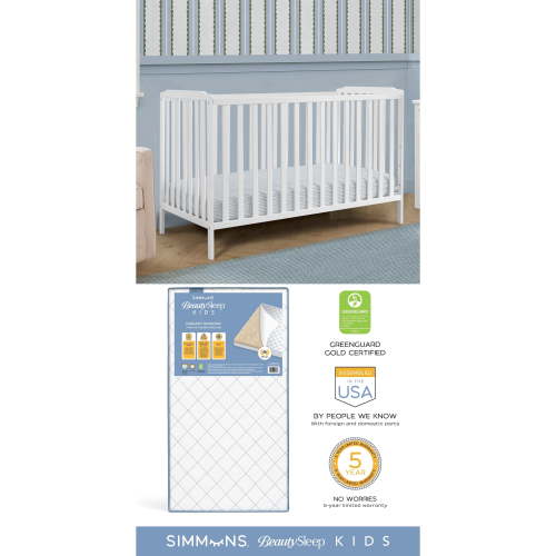 Delta Children Emmie 4-in-1 Convertible Crib & Simmons BeautySleep Kids Radiant Diamond Extra Firm Crib And Toddler Mattress