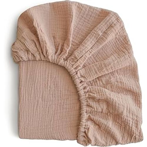 mushie Extra Soft Muslin Fitted Crib Sheet | 192 Thread Count | 28"x 52"(Natural)