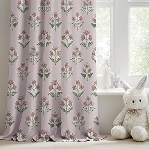 RYB HOME 100% Blackout Floral Curtains 63 Inches Long, Grommet Room Darkening Thermal Insulated Vintage Patterned Flower Drapes for Bedroom Living Room Dining Room, Pink, W52 x L63, 2 Panels