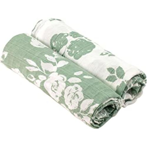 Bebe au Lait Classic Muslin Swaddle Blankets - Vintage and Modern Floral , 47x47 Inch (Pack of 2)