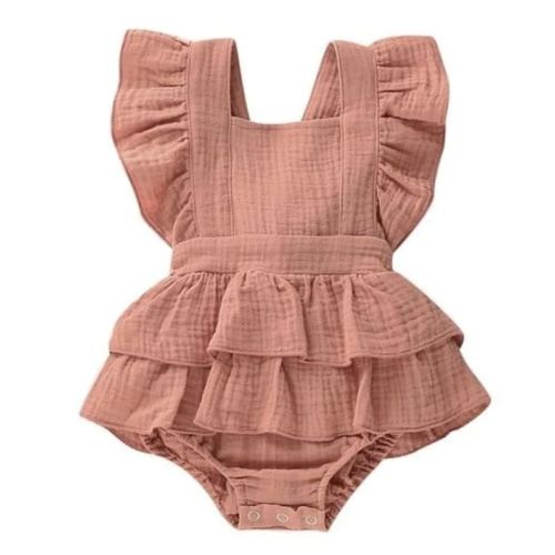 Honey Ruffle Romper — Baby Girl Ruffle Waist Romper | Goo & Co.