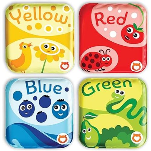 BabyBibi Floating Baby Bath Books for Baby. Kids Learning Bath Toys. Waterproof Bathtime Toys for Toddlers. Kids Educational Infant Bath Toys. (Set of 4: Color Recognition Bath Books)