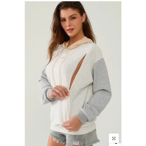 Giftifymama Colorblock Nursing Hoodie With Pocket