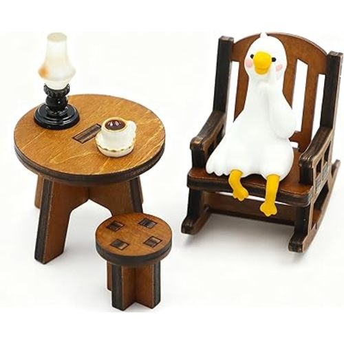 Cute Duck Figurine, Mini Resin Duck Decor for Desk, Adorable Duck Collectibles Statue for Shelf, Home and Office Decoration, Set (Sitting Posture Duck)