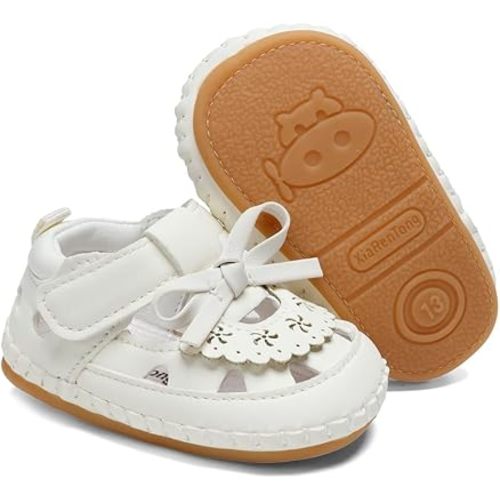 Infant Baby Girls Mary Jane Flats,Princess Wedding Dress Bowknot Shoes,Toddler First Walkers Anti Slip Rubber Soft Sole Sandals