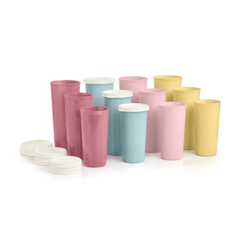 Tupperware 16 oz Plastic Tumbler Set with Lids, Assorted Colors (Set of 12)