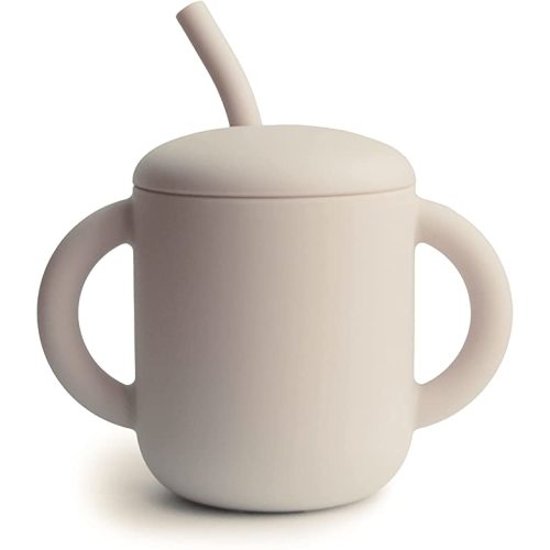 mushie 100% Silicone Training Cup & Straw for Toddlers | 6 Months+ (Shifting Sand)