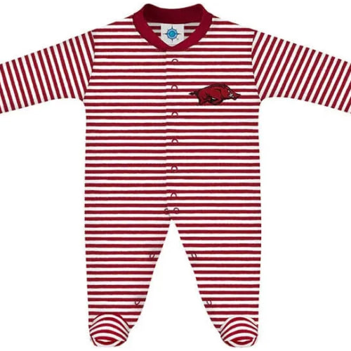 Arkansas Razorbacks CARDINAL Baby Stripe Romper