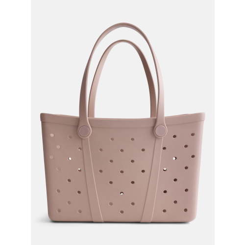 Time and Tru Women's Waterproof EVA Beach Tote Bag, Almond