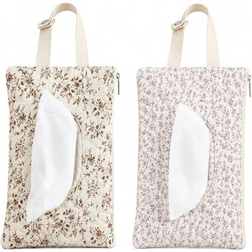 Quilted Baby Wipe Holder Floral Diaper Pouch Portable Quilted Wipes Bag for Car, Stroller (Mixed Floral 2)