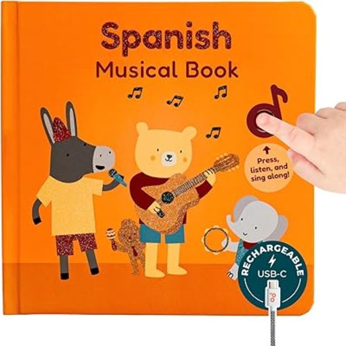 Cali's Books Spanish Book for Toddlers 1-3 - Musical Books for Kids, Interactive Baby Sound Book, Educational Song Learning Toys, Bilingual Music Toy for Babies, Libros para ninos en Espanol