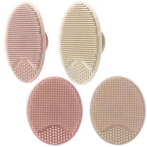 PandaEar Baby Cradle Cap Brush, Silicone Baby Bath Brush Massage Brush Set for Dry Skin, Cradle Cap, and Eczema, 4 Pack (Pink)