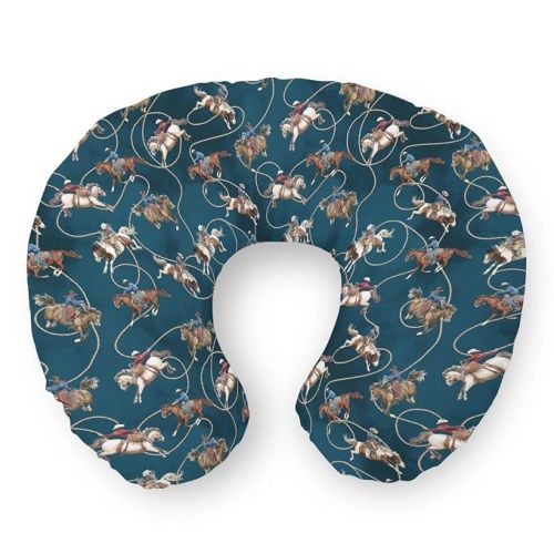 Vintage Cowboy Life Nursing Pillow Covers Country Western Cowboys Horse Soft Stretchy Removable Covers for Breastfeeding Pillows Wild West Pillow Slipcover for Baby Girls Boys Newborn Nursery Navy