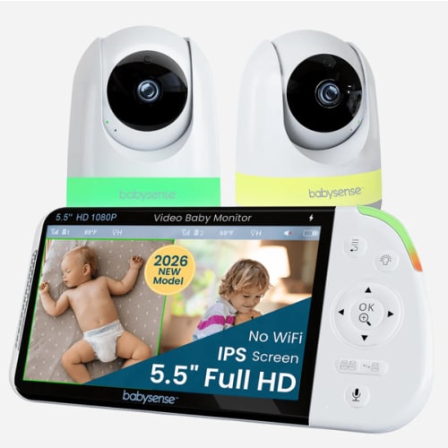 Babysense Pro 5.5" HD Split-Screen Baby Monitor with 2 Cameras