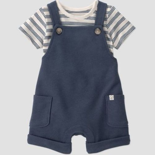Little Planet by Carter's Baby Boys' Organic 2pc Stripe T-Shirt and Overall Set - Navy 18M