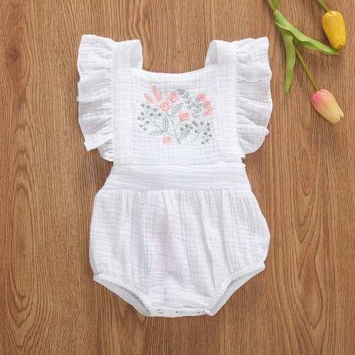 THEA Embroidered Ruffle Romper - Hazel & Bo