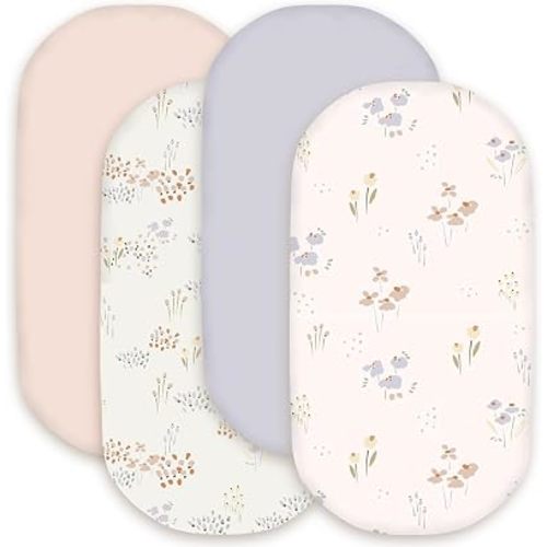 Little Grape Land Bassinet Sheets for Baby Boys Girls 4 Pack (Dew)