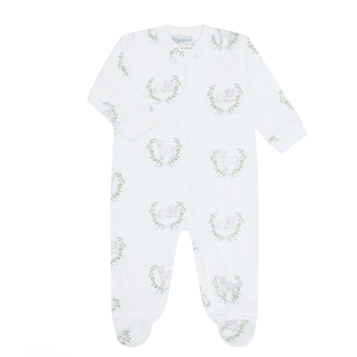 Lamb Print Zipper Footie