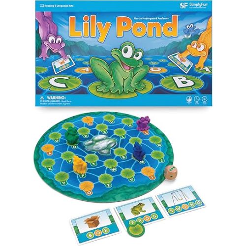 SimplyFun Lily Pond - Educational Game to Practice Early Reading and Spelling - an Engaging and Fun Toddler Game - 2 to 4 Players, Ages 4 & Up