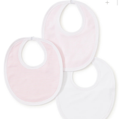Pink Stripe 3 Pack Bib Set w/ Tulle Bag