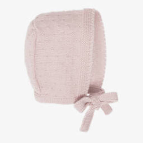 Mebi - Baby Girls Pink Knitted Bonnet | Childrensalon