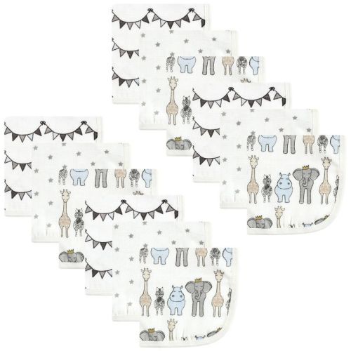 Hudson Baby Infant Boy Cotton Muslin Washcloths, Royal Safari, One Size