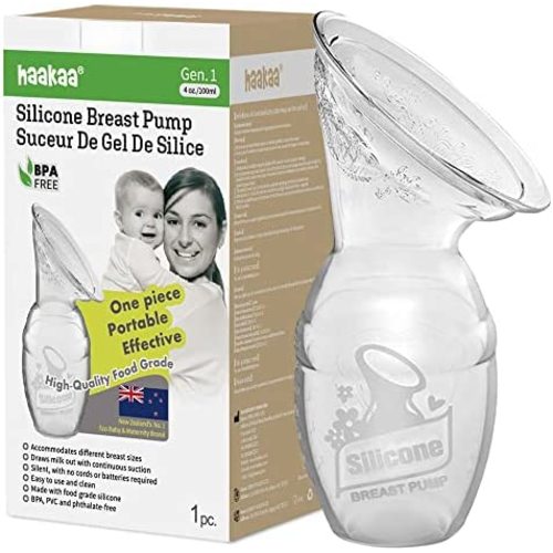 Haakaa Breast Pump with Silicone Nipple Silicone Breastfeeding Pump Manual Breast Pumps Milk Pump 100% Food Grade Silicone