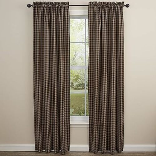 Park Designs Sturbridge Lined Panel Pair – Navy | 72" x 84" Window Curtains | Farmhouse & Country Chic Decor | Rod Pocket Panels with Tie-Backs | Primitive Plaid Drapes | Cotton | 2 Panels Included