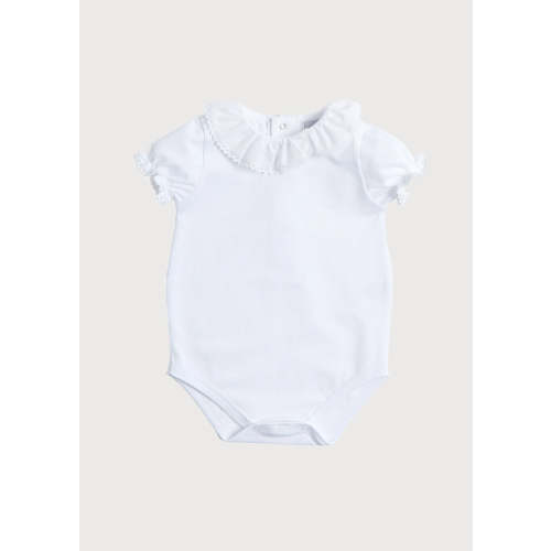 Piculina Trim Cotton Bodysuit in White (1mths-3yrs)