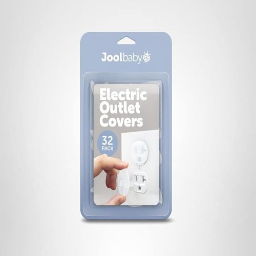 Jool Baby Outlet Covers (32 Pack) for Child Safety - Easy Adult Removal, Plug Protectors for Baby Proofing Electric Sockets - Transparent Design