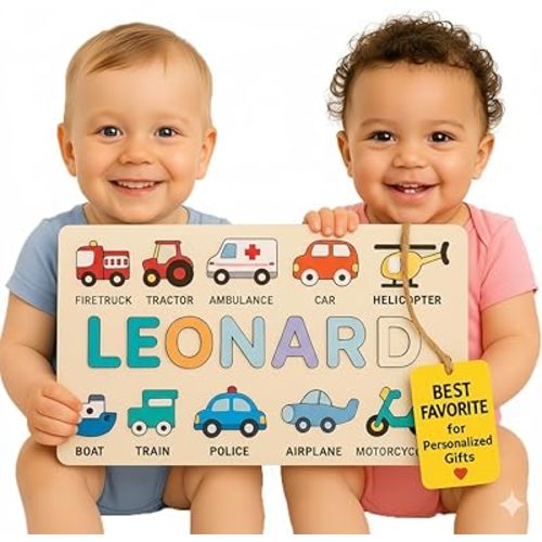 Personalized Name Puzzle for Toddlers 1-3 | Custom Wooden Baby Gift | 1st Birthday, Baby Shower & Easter | Montessori Learning Toy | Nursery Decor for Boys & Girls