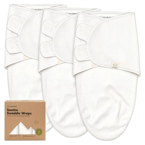 KeaBabies 3-Pack Organic Baby Swaddle Sleep Sacks - Swaddles for Newborns, Infant 0-3 Months, Baby Girls, Boys, Soft & Snug Newborn Sleep Sack, Nursery Swaddling Blankets (Soft White)
