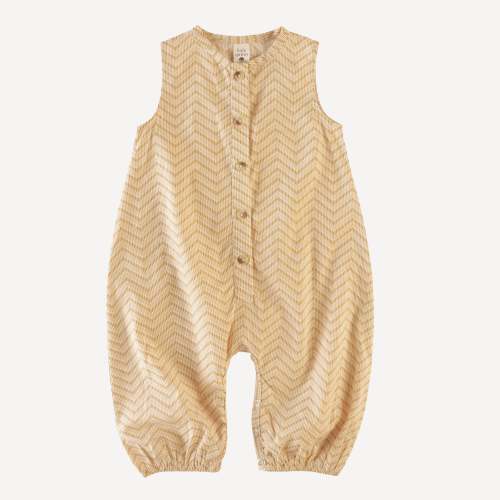 sleeveless button bubble jumpsuit | tweed | organic cotton woven