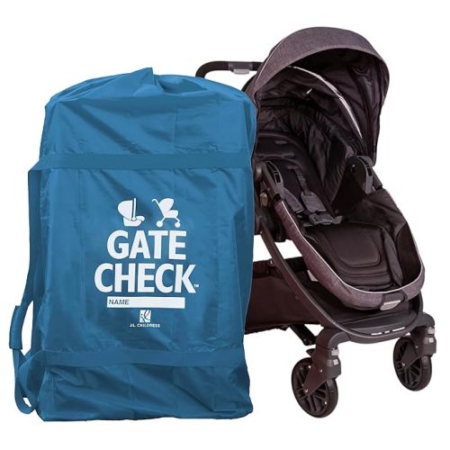 J.L. Childress Gate Check Bag for Single & Some Double Strollers - Travel Bag for Airplane, Fits Most Standard Baby Strollers, Airport Accessories Gate Check, Flying Essentials - Deluxe, Blue