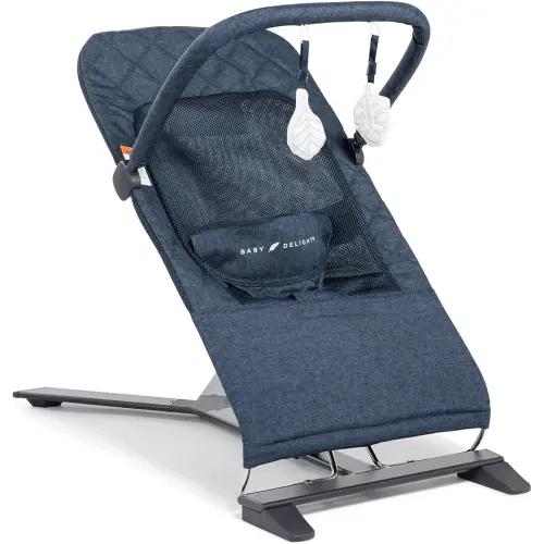 Baby Delight Alpine Deluxe Portable Bouncer, Infant, 0 – 6 Months, Quilted Indigo