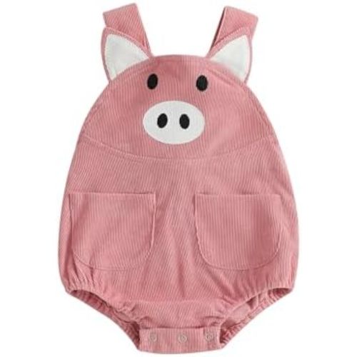 woshilaocai Baby Boy Girl Corduroy Romper Farm Animal Overalls with Pockets Cute Toddler Fall Outfit