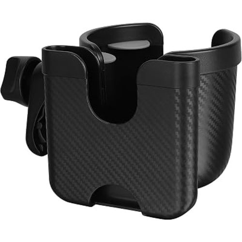Accmor Stroller Cup Holder with Phone Holder, Bike Cup Holder, Universal Cup Holder for Uppababy Nuna Strollers, 2-in-1 Drinks Holder for Walker, Wheelchair, Scooter